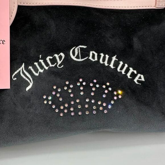 NWT Juicy Couture Heritage Weekender Bag Black Pink Velour Crown Duffel TikTok - Picture 4 of 11